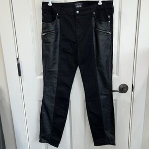 Joan Jett x TRIPP NYC Faux Leather Panel Skinny Pants Junior Size 15 Punk Grunge